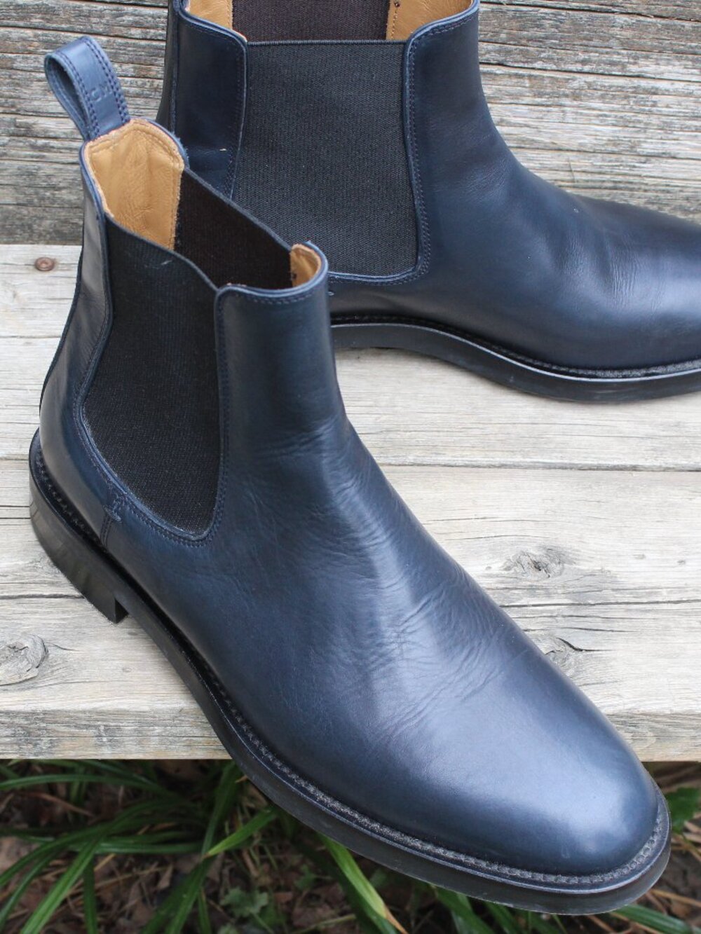 Club Monaco Blue Leather Chelsea Boots, Men's Size 11 US, Made in Italy - Picture 2 of 13